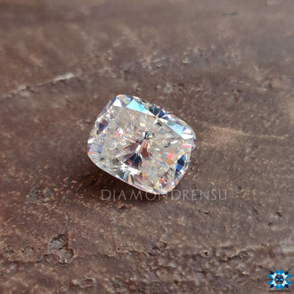 Loose moissanite stone with cushion shaped design.
