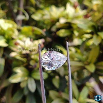Colorless pear cut moissanite loose stone, perfect for custom ring or pendant settings.
