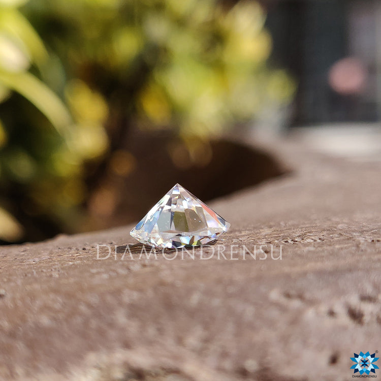 Colorless moissanite with antique octagon cut.
