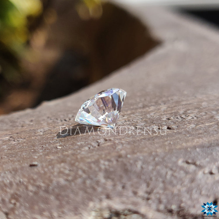 Octagon cut moissanite in near colorless grade.

