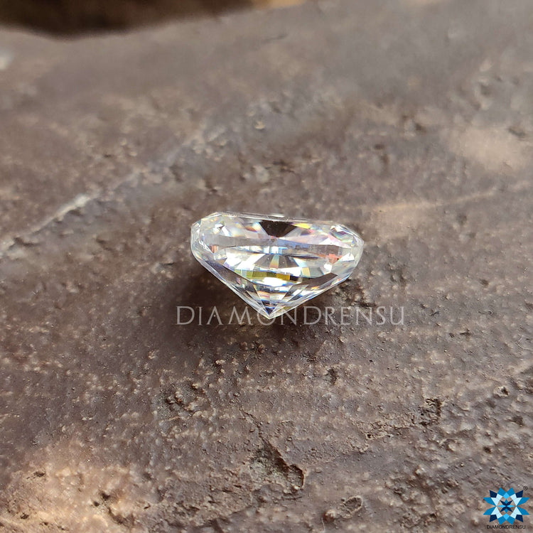 Cushion shaped moissanite stone in 4.43 carat size.
