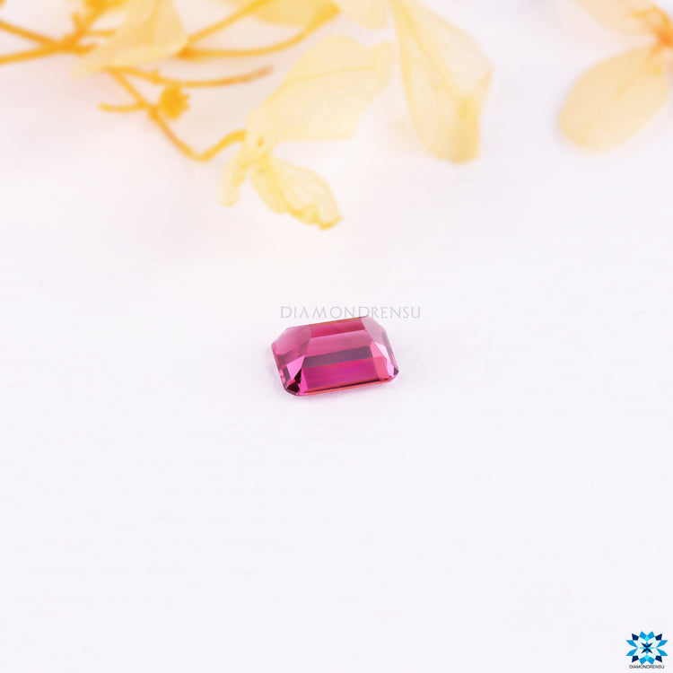 Pink natural gemstone emerald gemstone cut.
