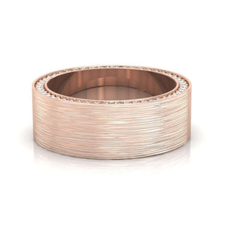 Round brilliant cut diamond men's wedding band.
