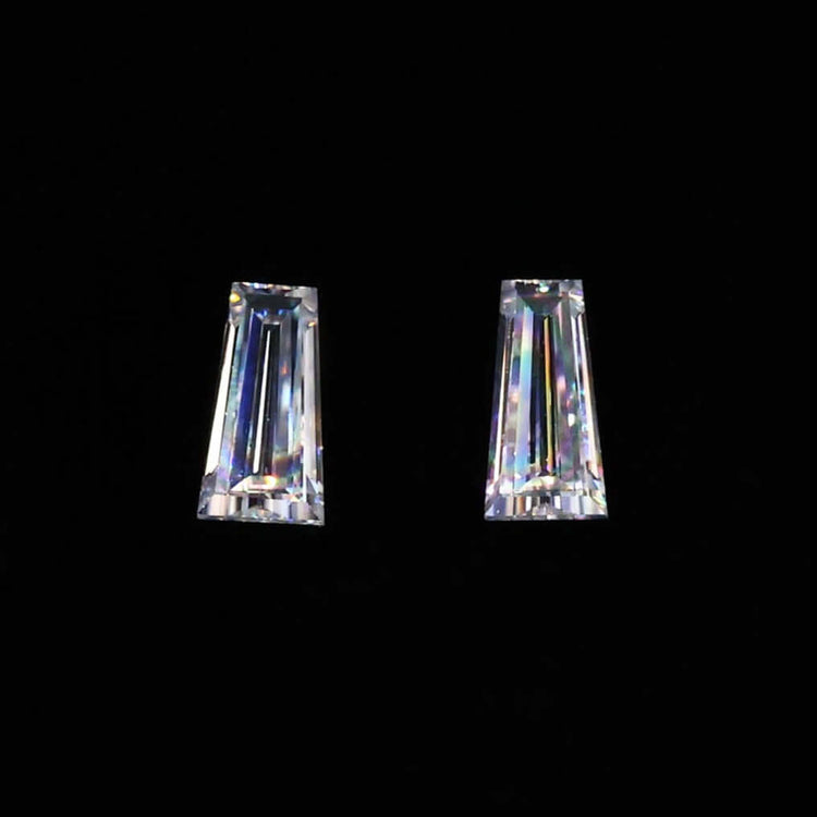 Pair of Tapered Baguette Moissanite stones from Diamondresnu.
