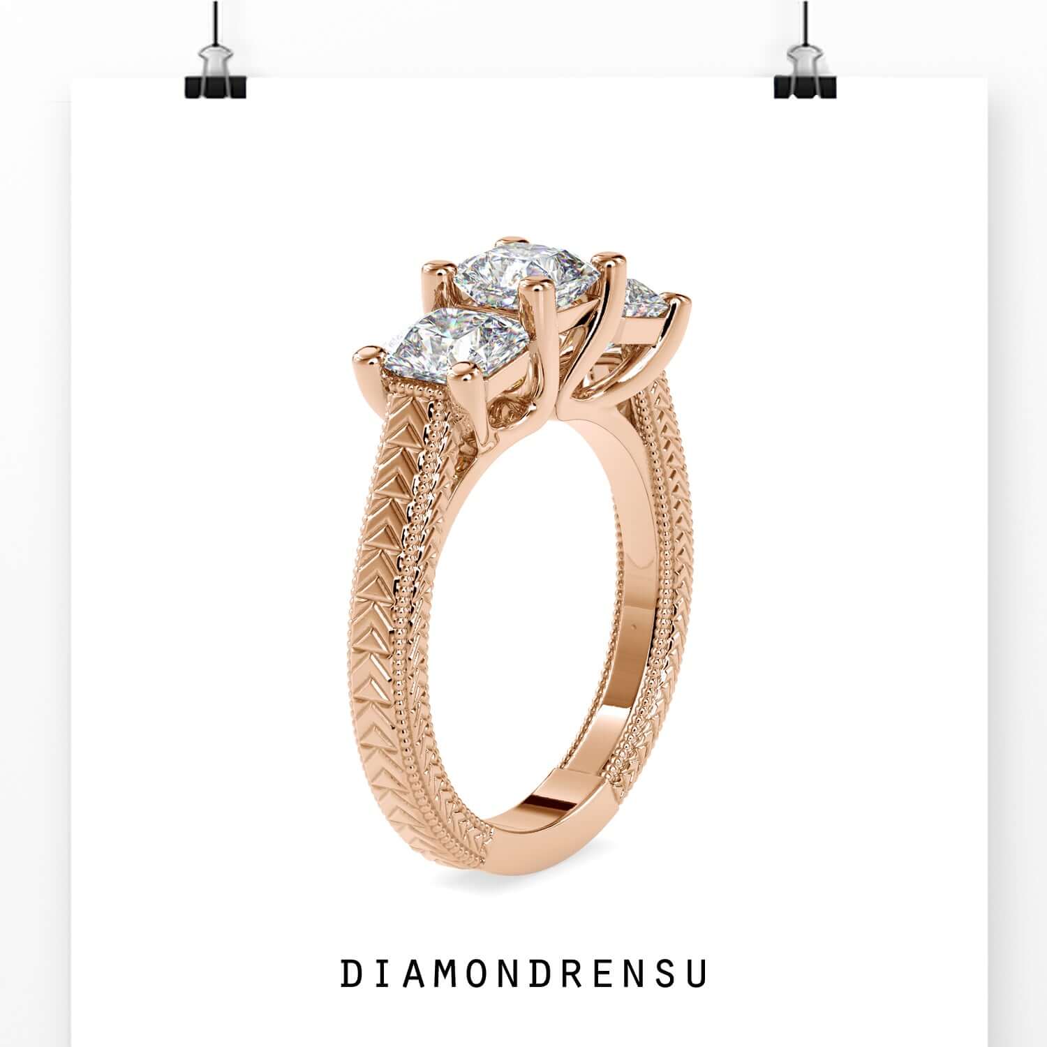 rose gold moissanite engagement ring - diamondrensu