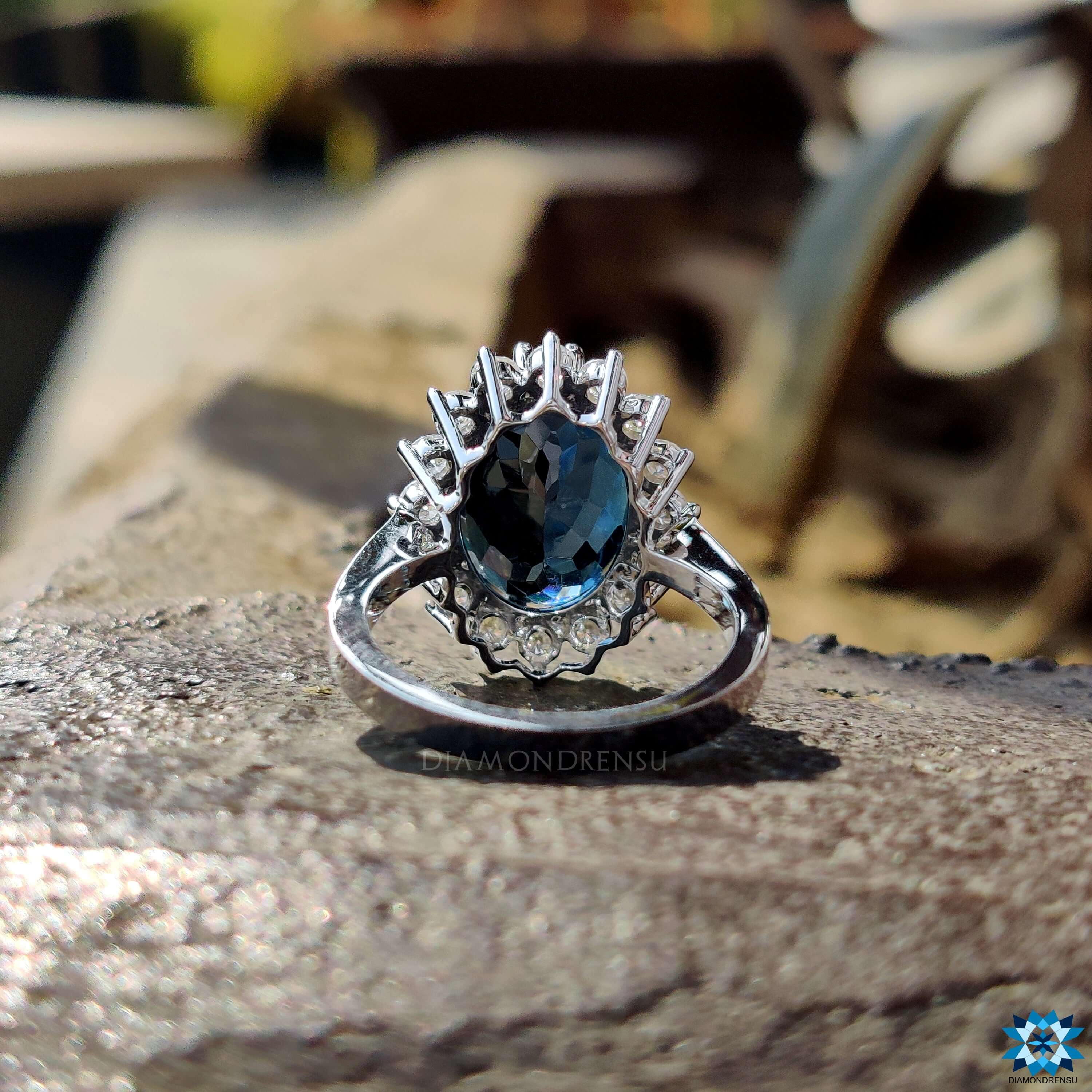 Blue Topaz 3 Stone Ring