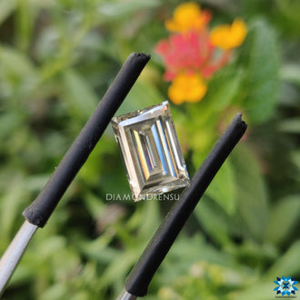 Buy moissanite stone shaped as 1.69 carat moissanite and baguette cut style.
