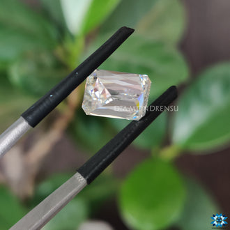 Moissanite stone shining with criss cut loose moissanite facets.