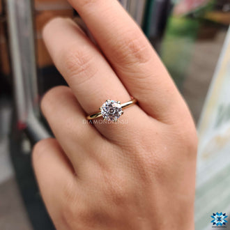 A tulip prong engagement ring showcasing a unique and feminine design, perfect for proposals.