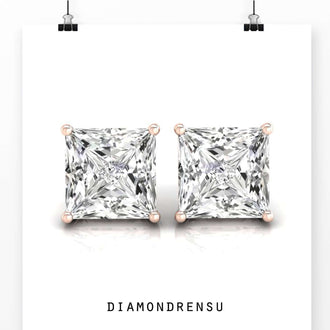 Sophisticated princess cut earrings crafted with Lab Grown Diamond, IGI certified for quality.
