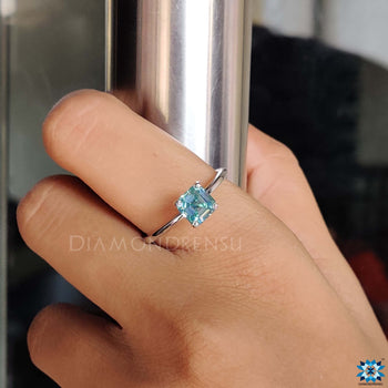 Beautiful asscher moissanite ring with a modern touch.