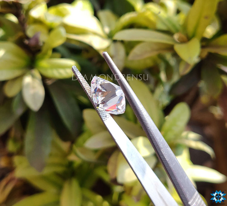 5.18 carat cushion cut moissanite stone in a colorless tone, perfect for custom settings.
