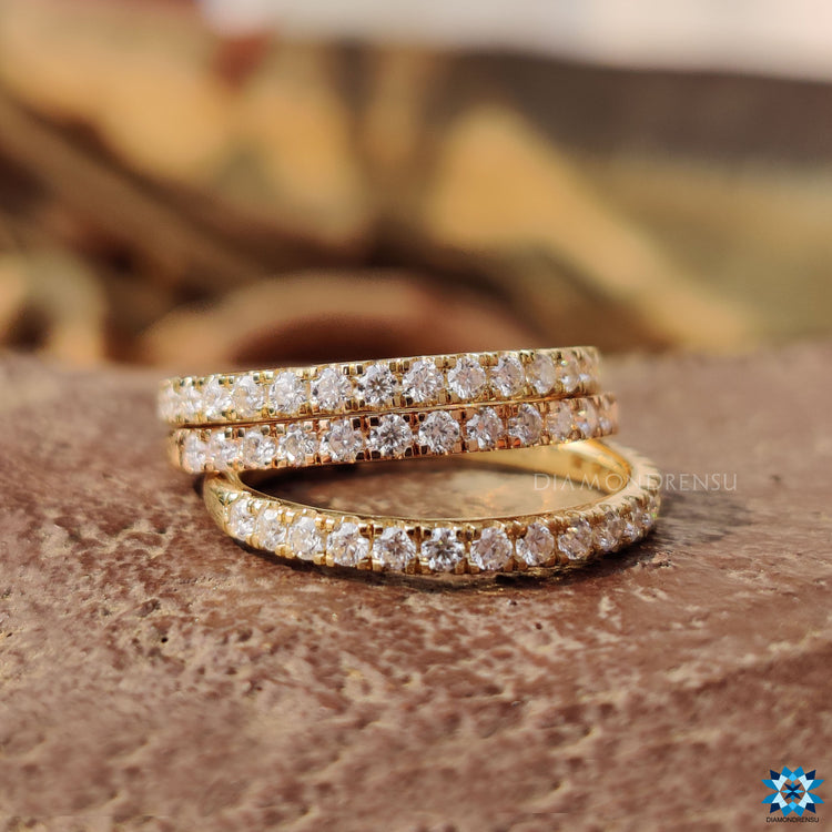 Stackable wedding band showcasing eternity bands for women.