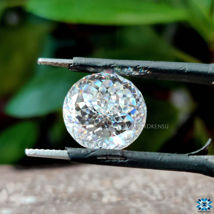 Loose moissanite shown from Diamondresnu for jewelry making.
