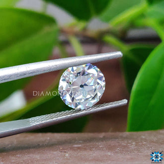 Old European Cut featured as a round moissanite loose stone.
