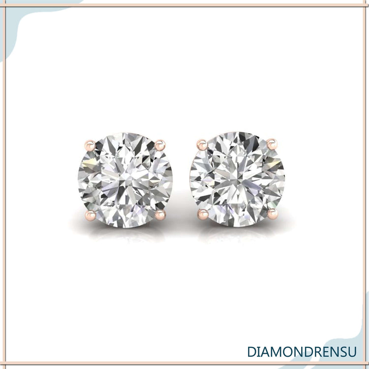 Timeless silver stud earrings with Lab Grown Diamond, handmade for a unique touch.