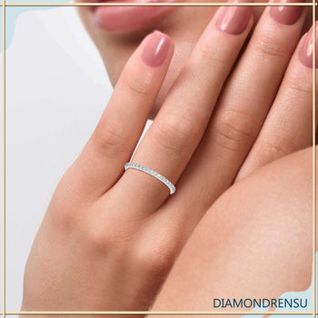 Wedding band enhancer in shared prong setting, perfect for stacking
