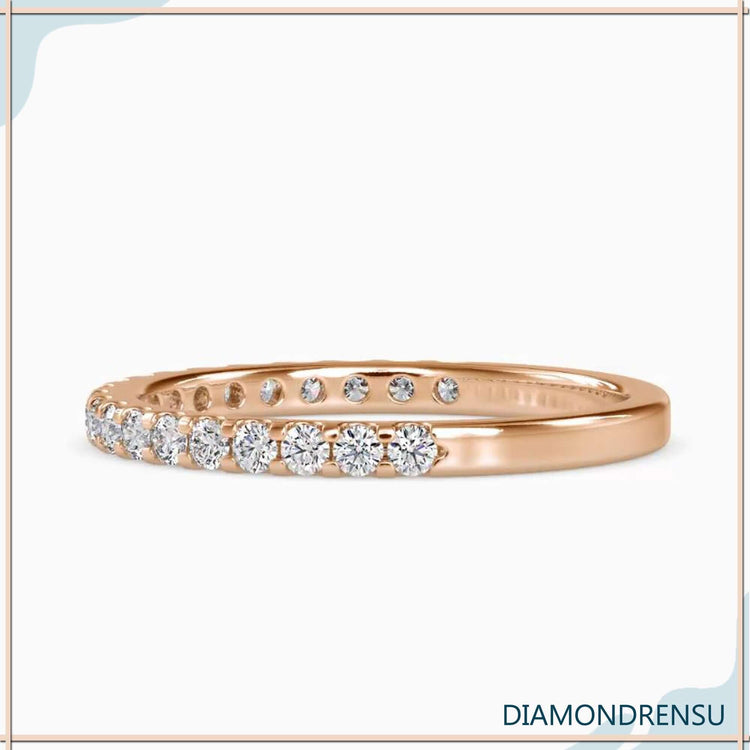 Pave diamond band in yellow gold with round diamonds for extra sparkle
