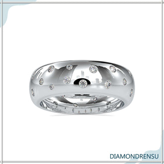 Lab grown diamond wedding band in a flush setting style
