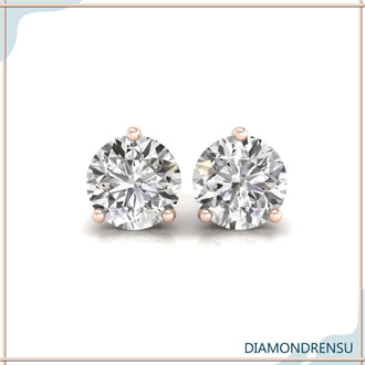 Classic martini earring setting featuring diamond round stud earrings, ideal for special occasions.
