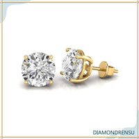Sophisticated diamond stud earring with a 4 prong setting, perfect for special occasions.