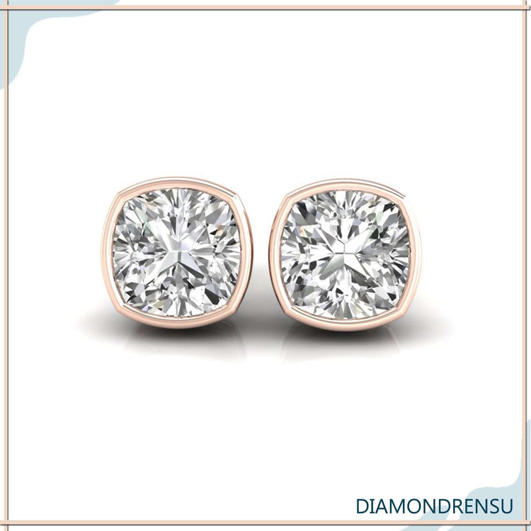 Stunning cushion cut earrings designed for wedding earrings, ideal for bridal wear.
