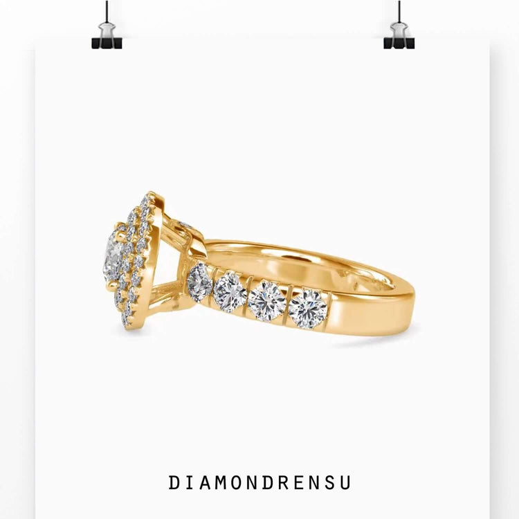 Round brilliant cut diamond in a handmade engagement ring design
