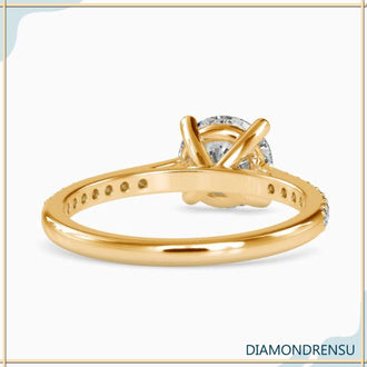 Lab Grown Diamond cathedral setting engagement ring with a four prong setting design.