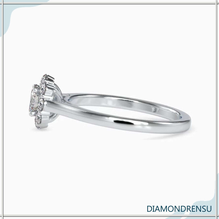 Lab grown diamond engagement ring in a shared prong setting, IGI certified