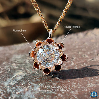 moissanite flower style pendant