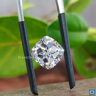 2.41 carat cushion cut loose stone shown as a moissanite option.

