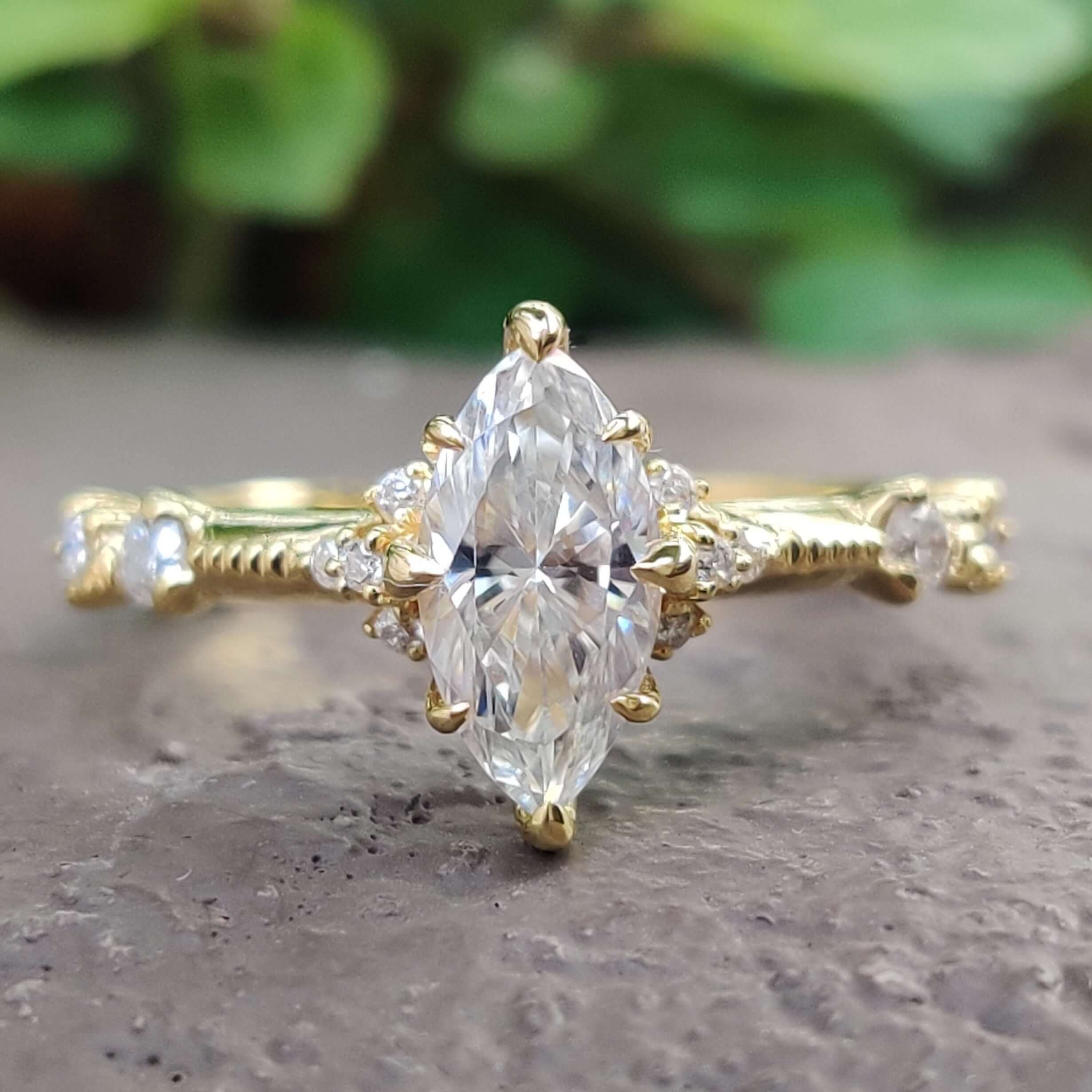 marquise cut moissanite ring