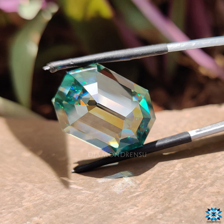 26 carat moissanite offered in emerald cut moissanite and loose moissanite format.
