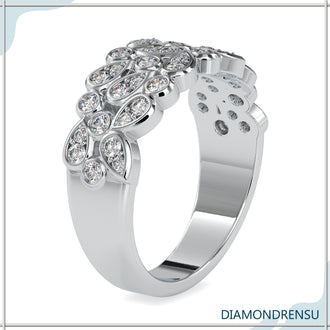 Bezel set round diamond wedding band with Lab Grown Diamond for eco-friendly luxury.
