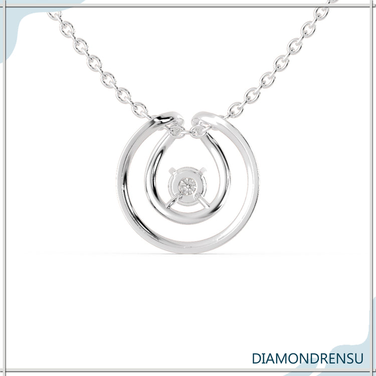 The round pendant silver adds a cool, refined touch to your look.
