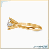 Lab grown diamond ring featuring a six prong setting for durability
