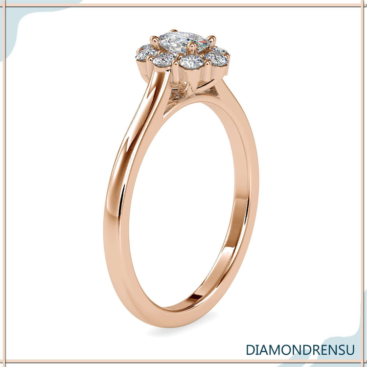 Halo cluster ring with lab grown diamond, perfect for engagements