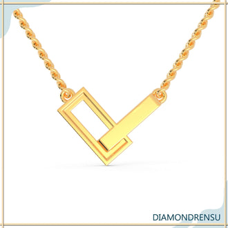 The chevron pendant adds a unique, geometric touch.
