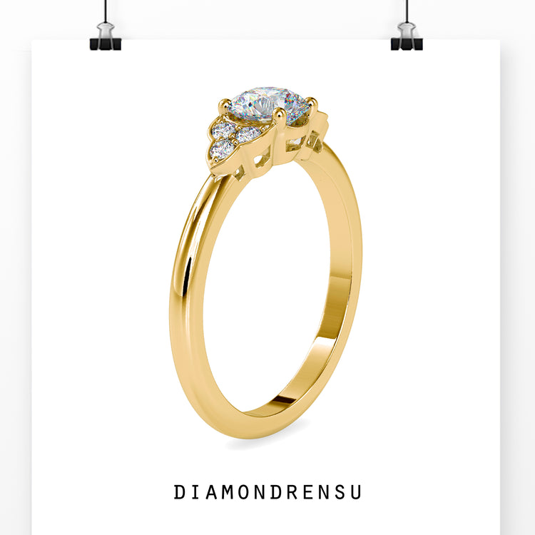 Lab grown diamond engagement ring with a unique setting and handmade jewelry
