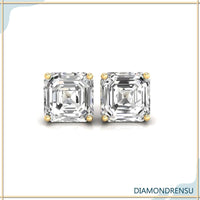 Classic asscher cut earrings, ideal as minimalist earrings for a chic everyday look.
