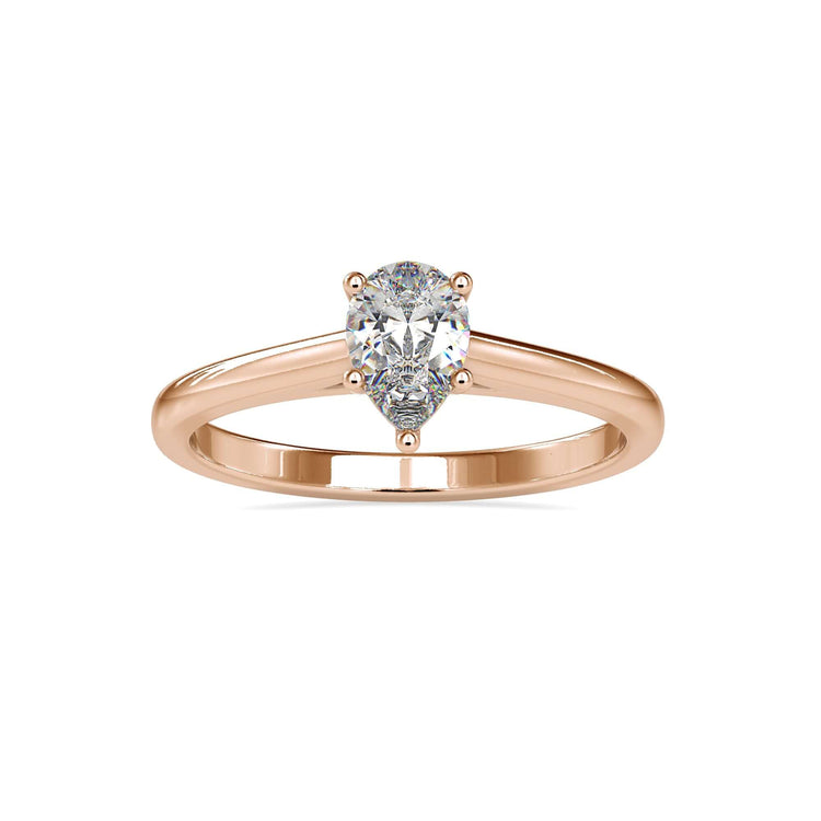 Tear drop ring with a five prong diamond ring setting and Lab Grown Diamond for modern elegance.