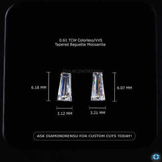 Loose moissanite stones in baguette shape for custom design.

