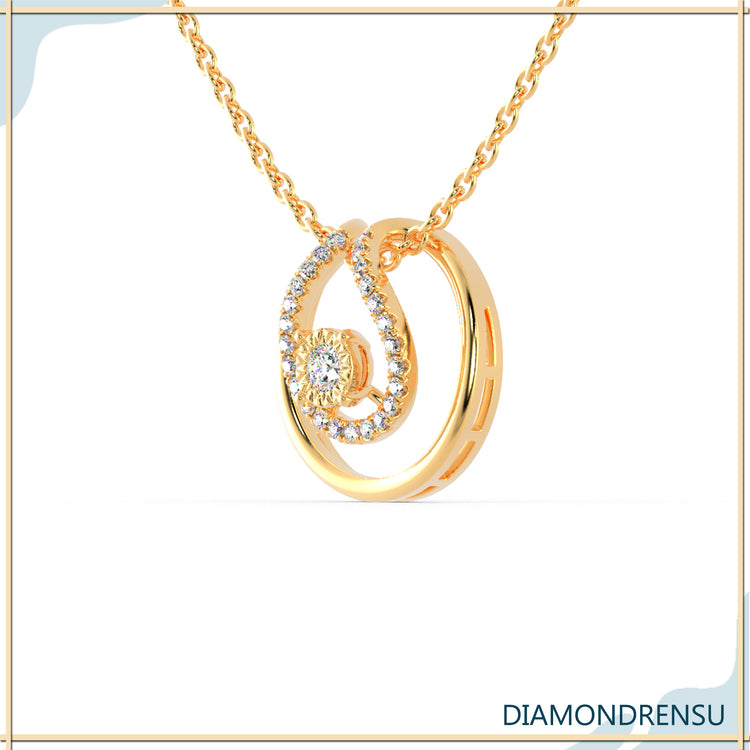 Diamond accents add sparkle and luxury to the pendant.
