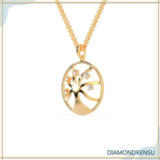 The tree of life pendant symbolizes growth and strength.
