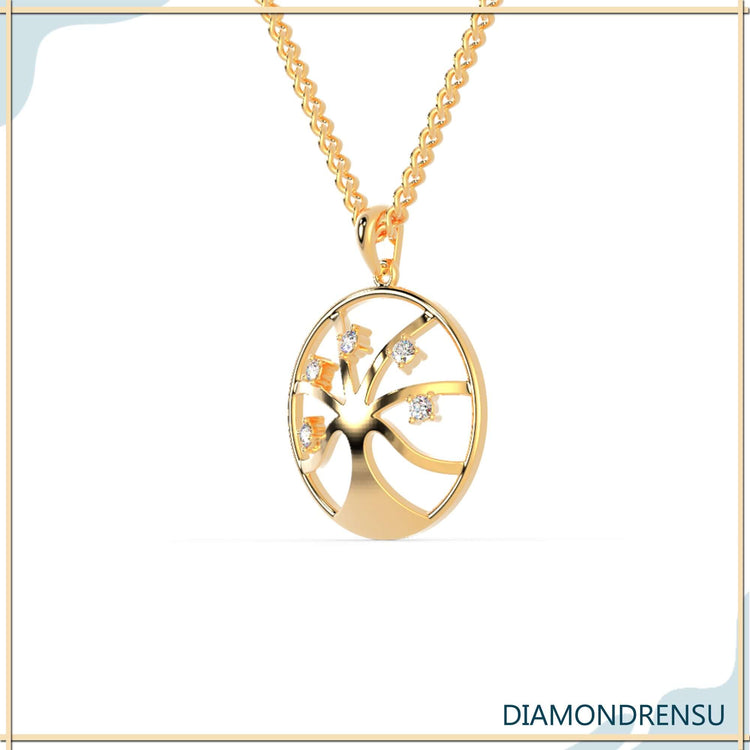 The tree of life pendant symbolizes growth and strength.
