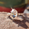 2.26 TCW Oval Rose Cut Floating Bubble Pave Set Moissanite Engagement Ring