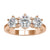 Three stone diamond ring with round brilliant cut diamonds in a cathedral setting