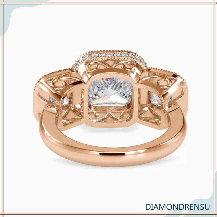 Three diamond engagement ring with IGI certified lab grown stones