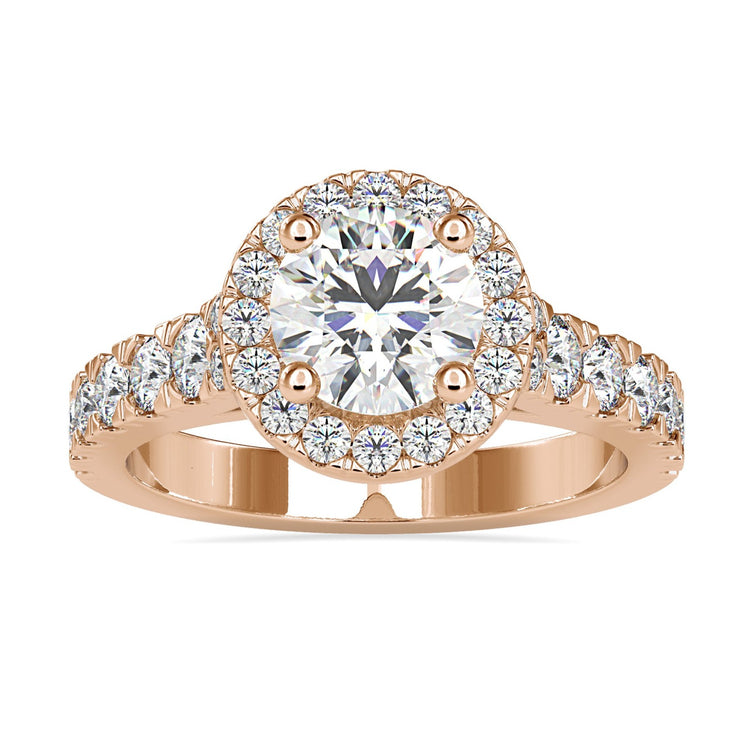 Halo Diamond Engagement Ring with pave setting and accents.