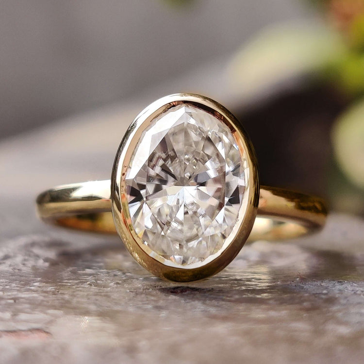 Oval Moissanite Engagement Ring with a classic sparkle.
